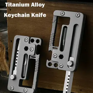 Unique 5 IN 1 Titanium Keychain  Multi-Tool Wrench Screwdriver Corkscrew Outdoor EDC Tool 5CR Blade