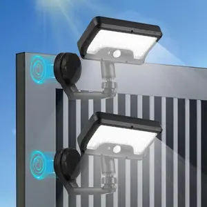 Metal-gipping Outdoor Solar Lights, 92 LEDs Motion Sensor Solar Wall Lamps, IP65 Waterproof Balcony Patio Security Lights, Adjustable Wall-Mount Fence RV Lighting