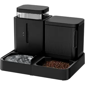 Gravity   and Water Dispenser, 2 in 1 Automatic   with 180 Degree Rotatable, 2 Pack Large Capacity Self Feeding for Small Medium Dog Puppy Kitten, Black, 0.8 Gallon x 2 feeder lb weight mat bottle cat pet kit bag goy joy ub food smart lick