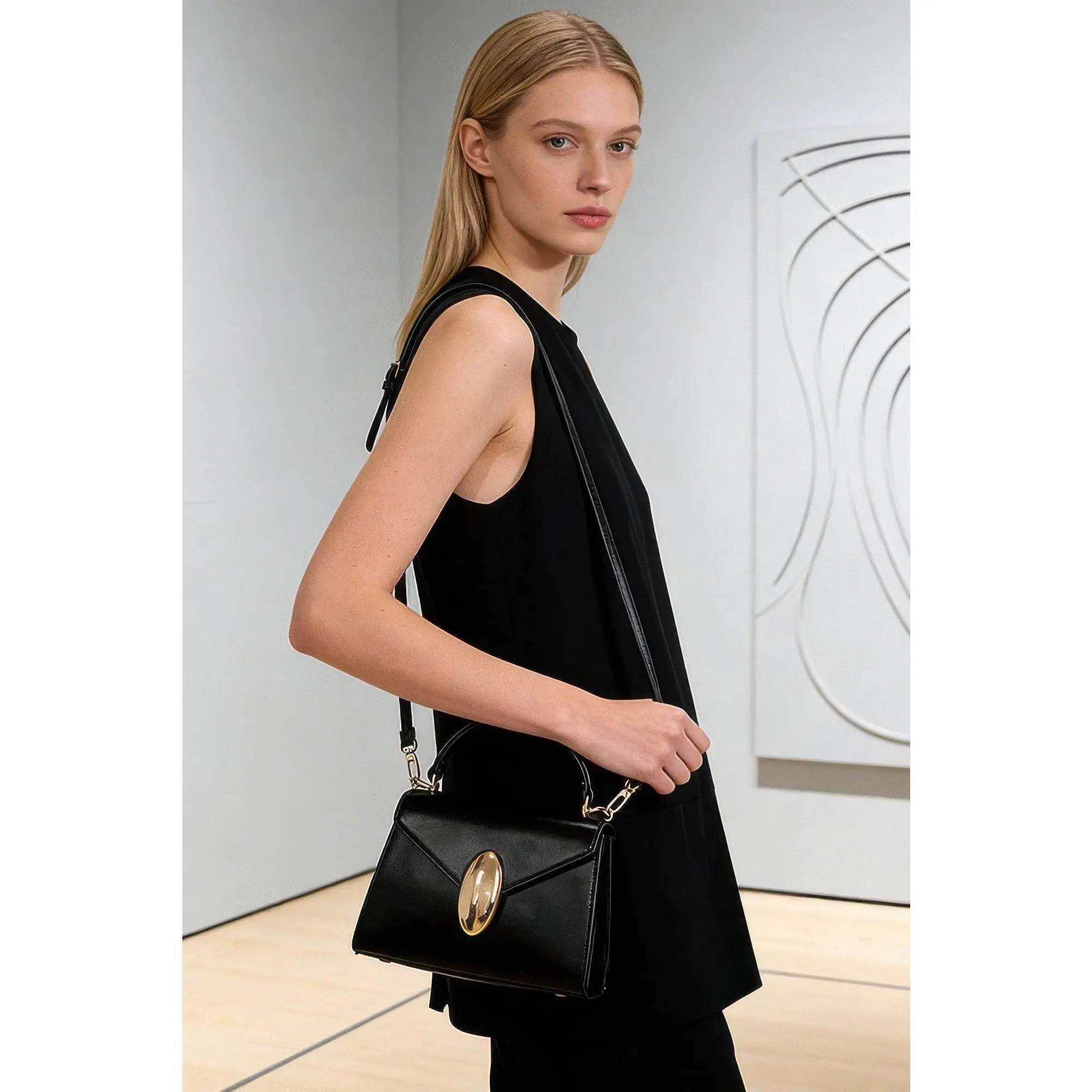 Vegan Leather Top Handle Flap Bag