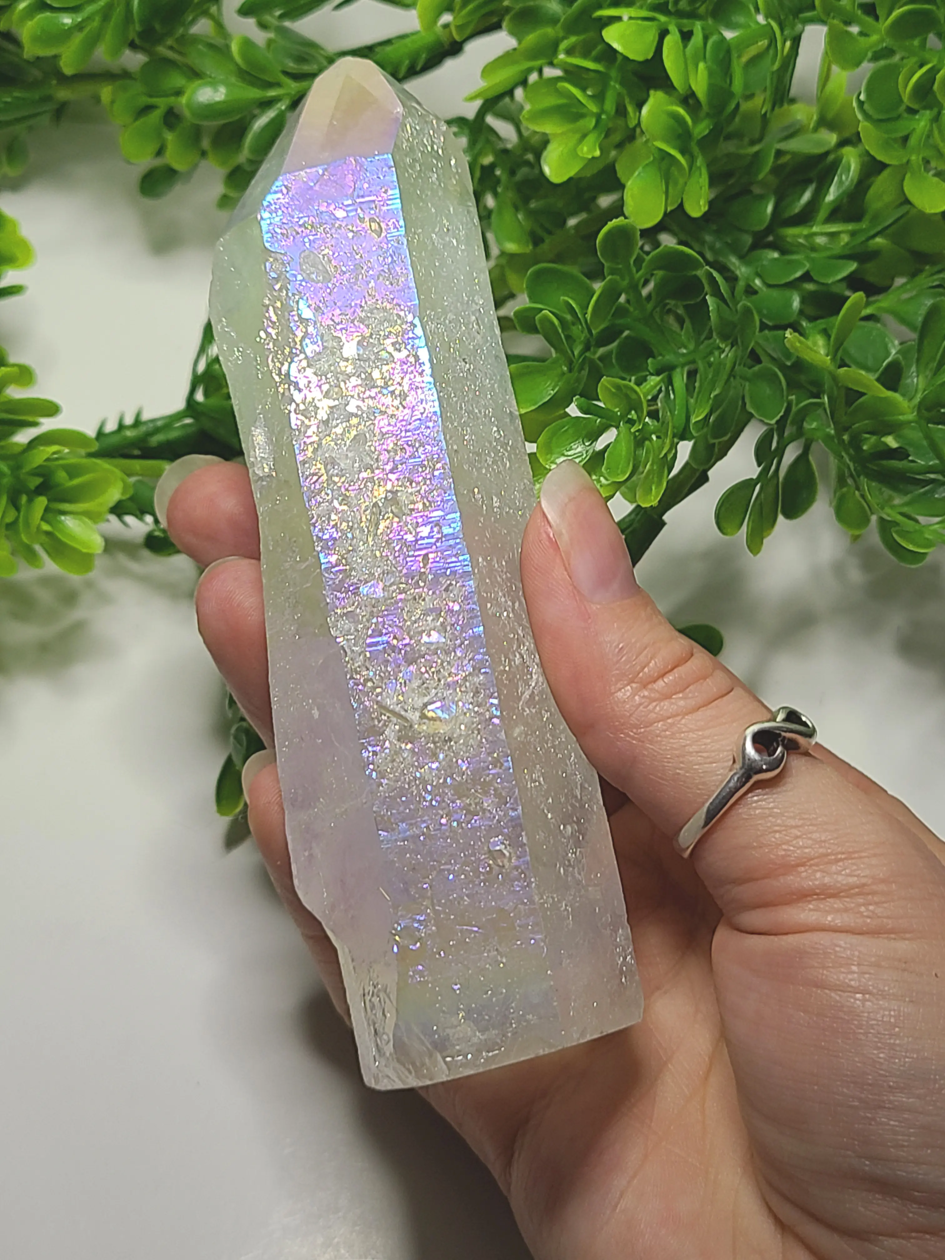 Rainbow Aura Quartz Towers | Angel Aura Quartz Obelisk, Aura Quartz Crystal Tower, Angel Aura Chakra Tower, Rainbow Chakra Crystal, Avg 1.75"