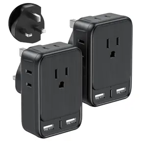 2 Pack  to UK Travel Adapter, Type G Adapter for Travel with 4 Outlets 3 USB  Ports, Ireland Power Adaptor for  to England London Scotland Dubai Singapore Hong Kong Qatar