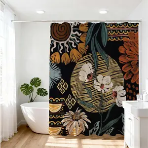 1pc Floral Boho Bath Curtain for Stylish Home Decor and Elegant Bathroom Renovation Art Print Shower Divider for Modern Design Upgrade Deluxe Interior Enhancements for Unique Bath Spaces Decoration