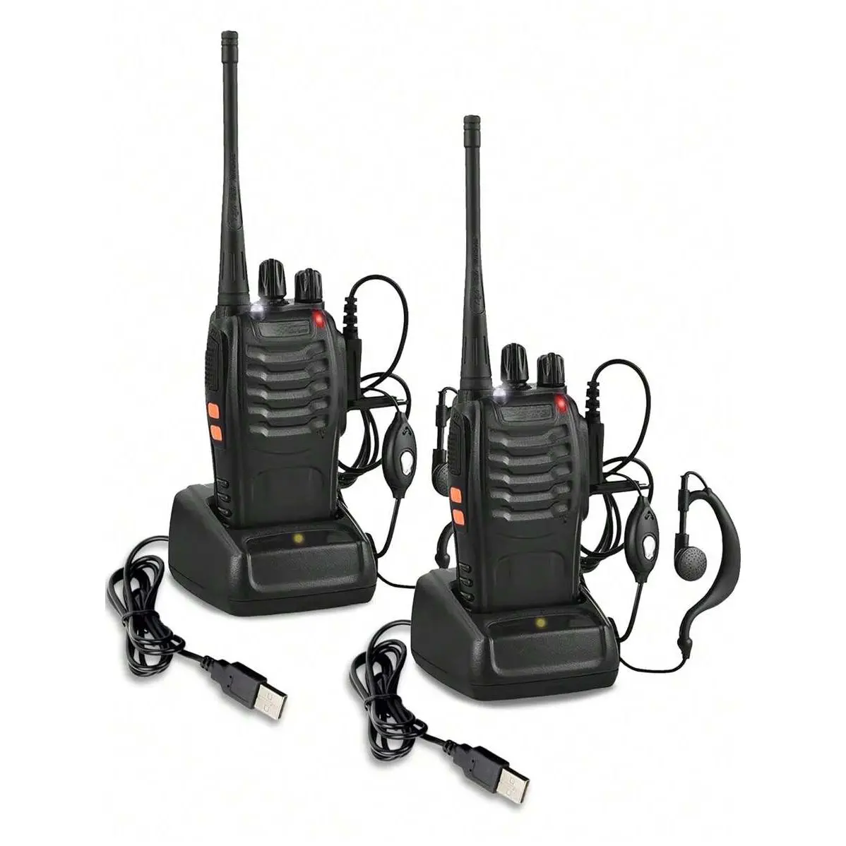 BF-888S Walkie-Talkies Two-Way Wireless UHF 16CH 400-470MHz Long-Range Rechargeable Battery ABS Material Two Audio Way Radio Black Durable