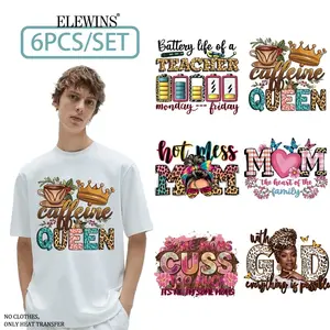 6 Pcs Mother's Day Quote Heat Transfer Vinyl DTF Golden Foil Transfer Sheets for Tshirt Hoodie Jeans Backpack Pillow Machine Washable Unisex HTV Supplies