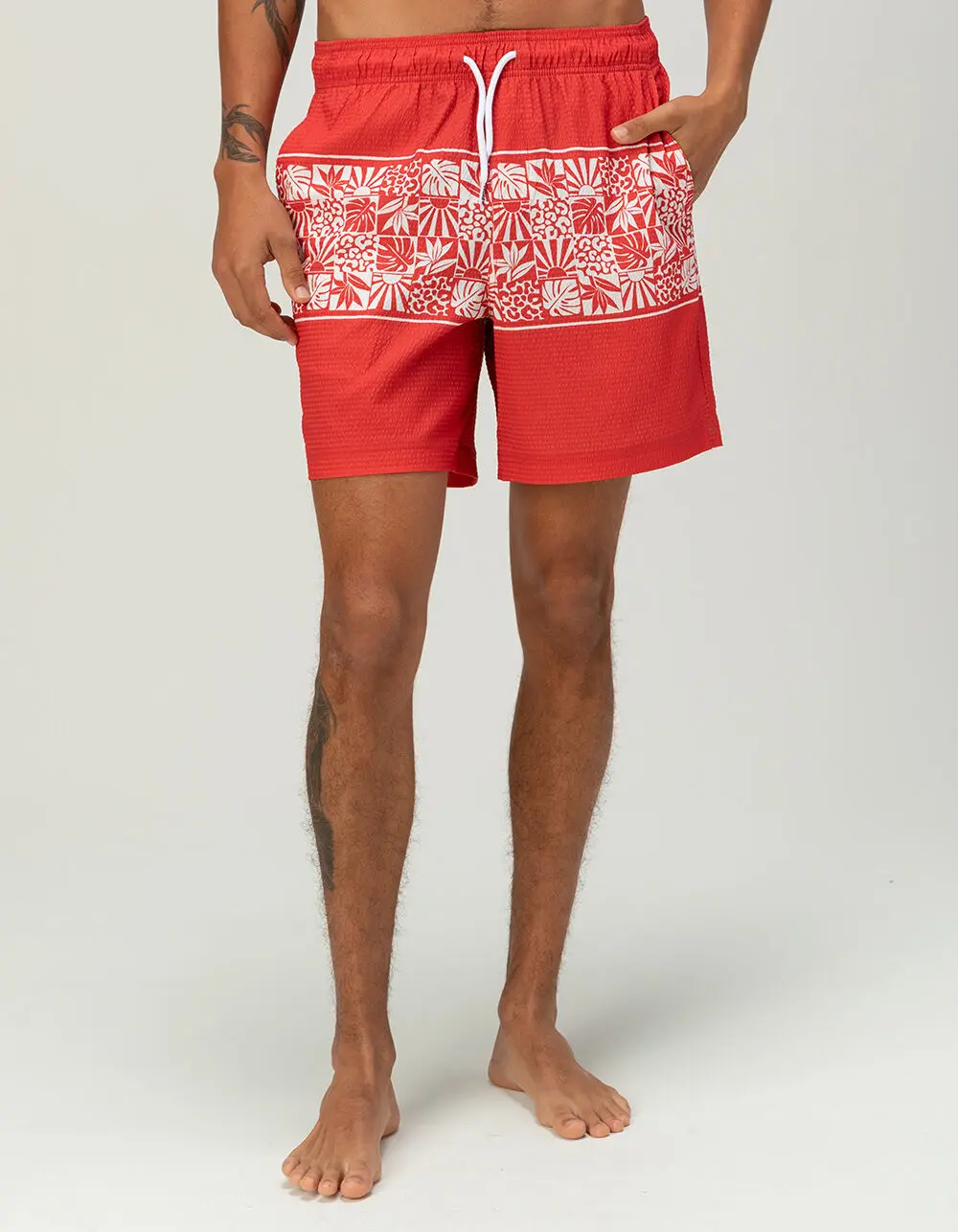 RSQ Mens Seersucker 6.5" Swim Trunks