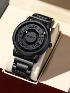 Men's Punk Style Magnetic Stainless Steel Strap Casual Water Resistant Round Dial Quartz Watch, Stainless Steel Wristwatch, Casual Trendy Analog Watch, Fashionable Watch for Daily & Party As Gift