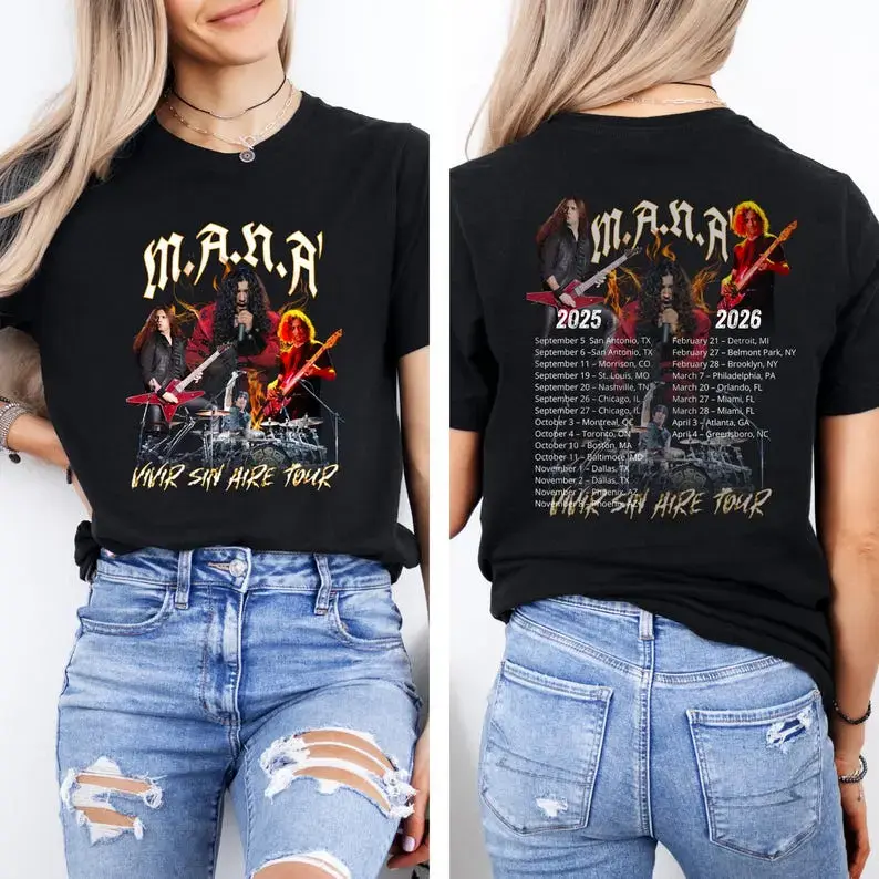 Mana Band Tour 2026 T-Shirt, Maná Vivir Sin Aire Tour 2025 T-Shirt, Latin Rock Mana Shirt, Maná Fan Gift, Mana Merch, Concert Mana Shirt