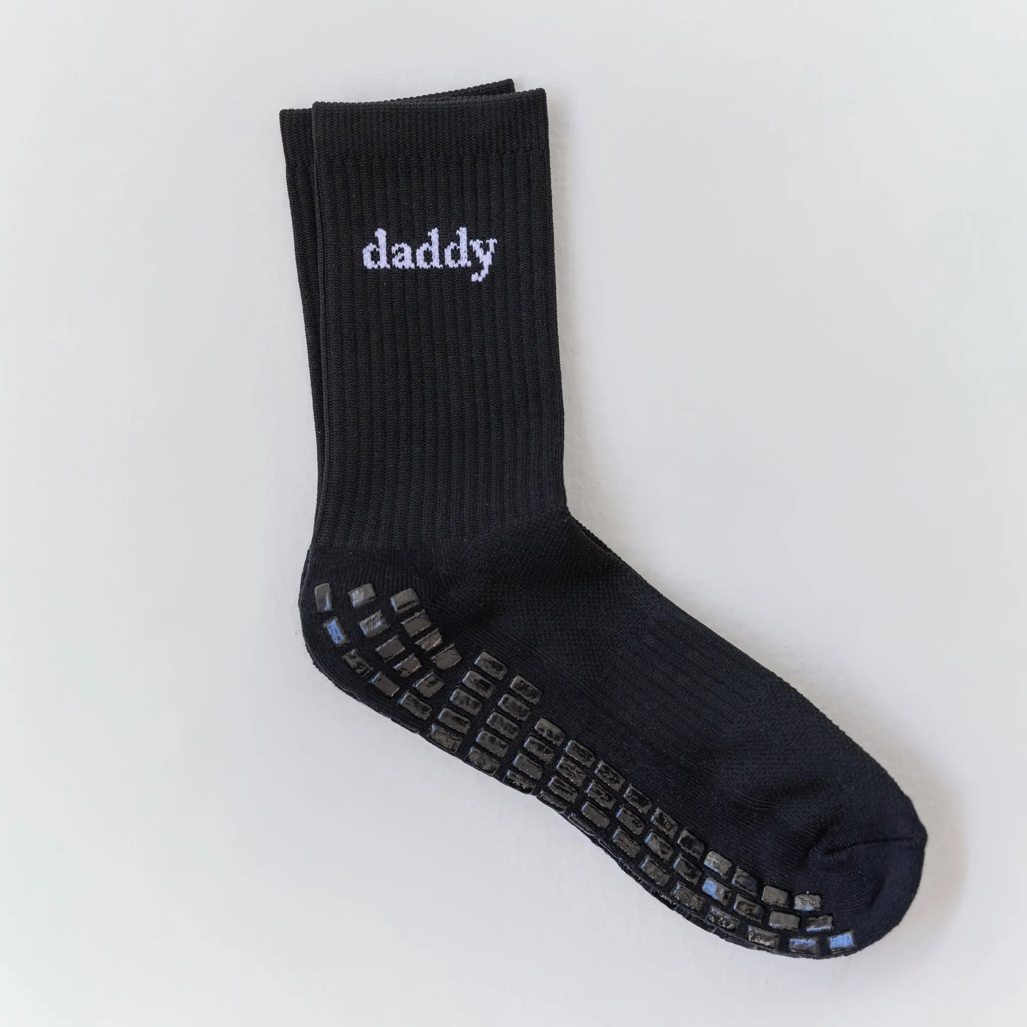 Daddy Crew Grip Socks (Black) Men's Socks for Pilates, Barre, Lagree