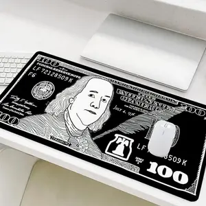 Abstract Dollar Design Mouse Pad, Rectangle Gaming Mouse Pad, Non-Slip Rubber Base Stitched Edge Desk Pad for Laptop Desktop