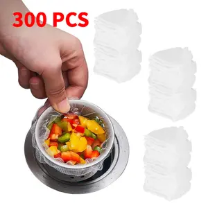 300PCS Disposable Sink Drain Strainer Bags, Stretchable Fine Mesh Kitchen Sink Filter for Food Scraps, Hair & Garbage, Easy to Use Sink Drain Catcher
