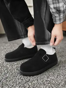 Warm Fleece Lined Snow Ankle Boots, Moccasin Shoes, Birkinstyle Slippers, Loafers, PVC Sole, Leather Upper, Winter Footwear