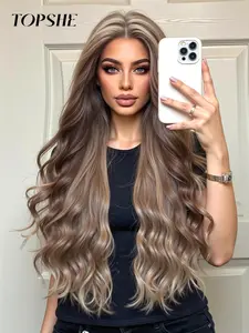 30 Inch Long Wavy Wigs for Women, Gorgeous Fluffy Wigs without Bangs, Synthetic Lace Front Wigs for Party, Daily Use
