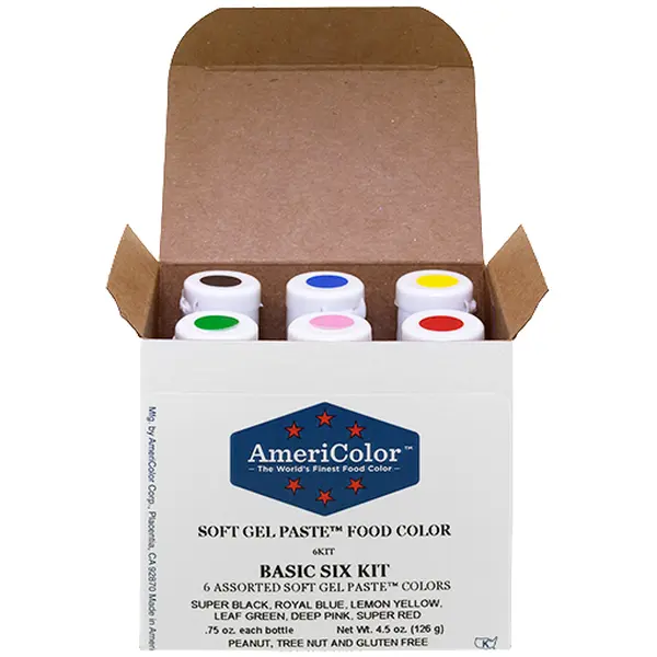 AmeriColor, Basic Six Kit, Soft Gel Paste Food Color