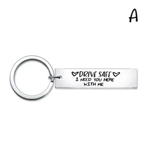 26-letter stainless steel key chain Drive safe key chain car key husband driver accessory -HN331-3