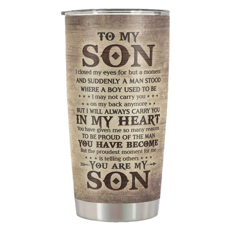 To My Son Gift from Dad 20oz Tumbler Inspirational Quote Coffee Mug, Graduation Birthday Present for Him, Love Message Cup