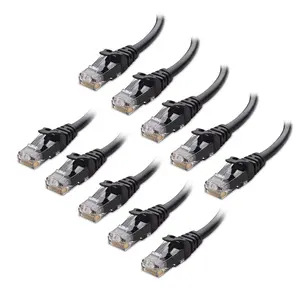 10Gbps 10-Pack Snagless  6 Ethernet  - 14ft,  6 , Cat6 Cord, Ethernet Cord, Black