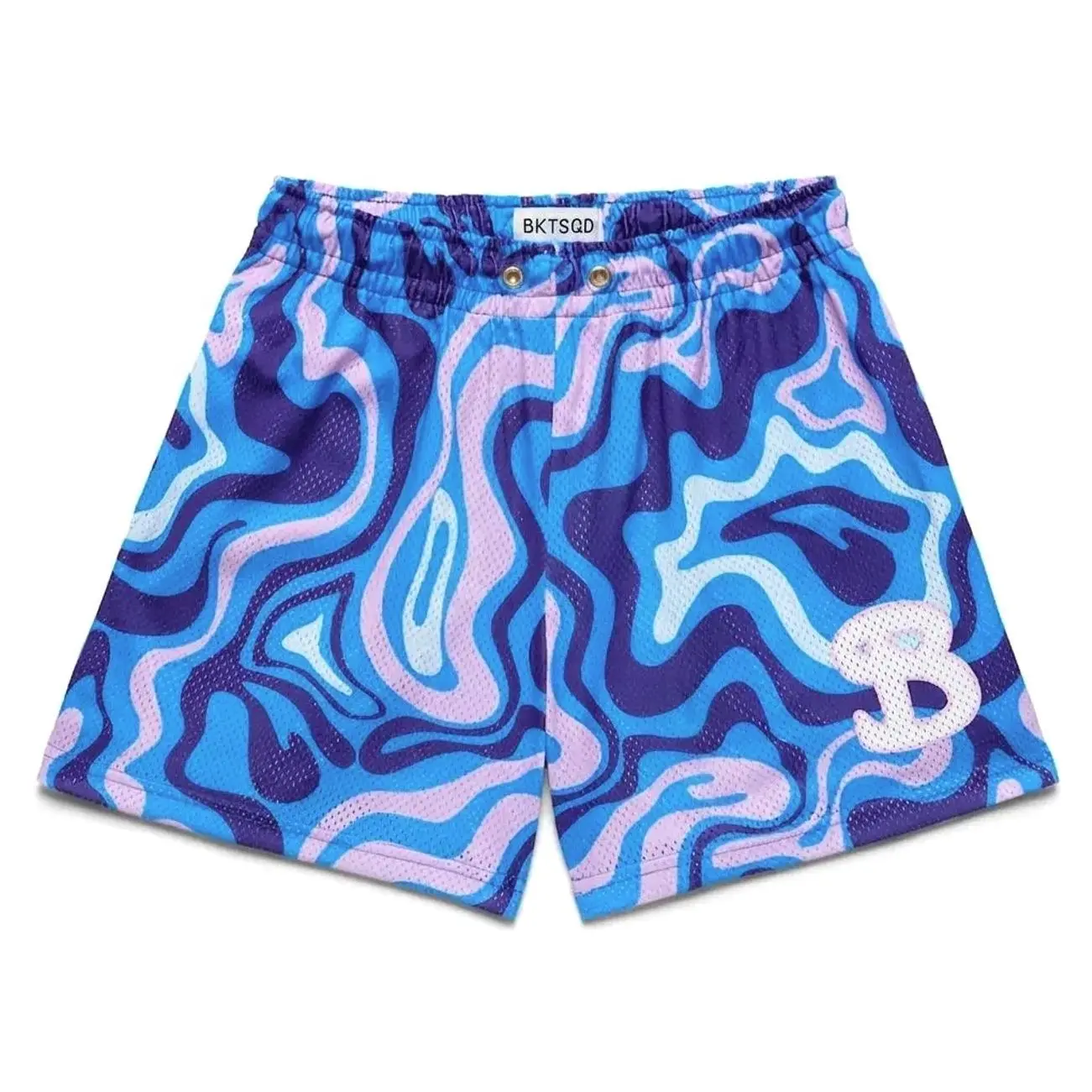 Bucketsquad Graphic Mesh Shorts for Men, Premium Basketball Shorts with Topo Map, Swirl, Northern Lights & Flame Print, Streetwear Athletic Summer Sportswear