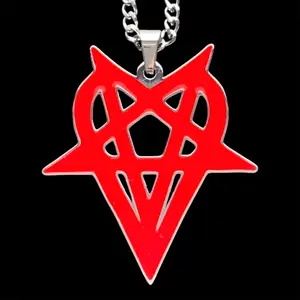 Destroy Lonely Heartagram Necklace - Red Opium Pendant 1.5" Mirror Polished With Stainless Steel Chain Hypoallergenic Free Gift Included