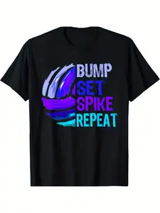 Girls Volleyball Bump Set Spike Repeat Blue/ Purple T-Shirt