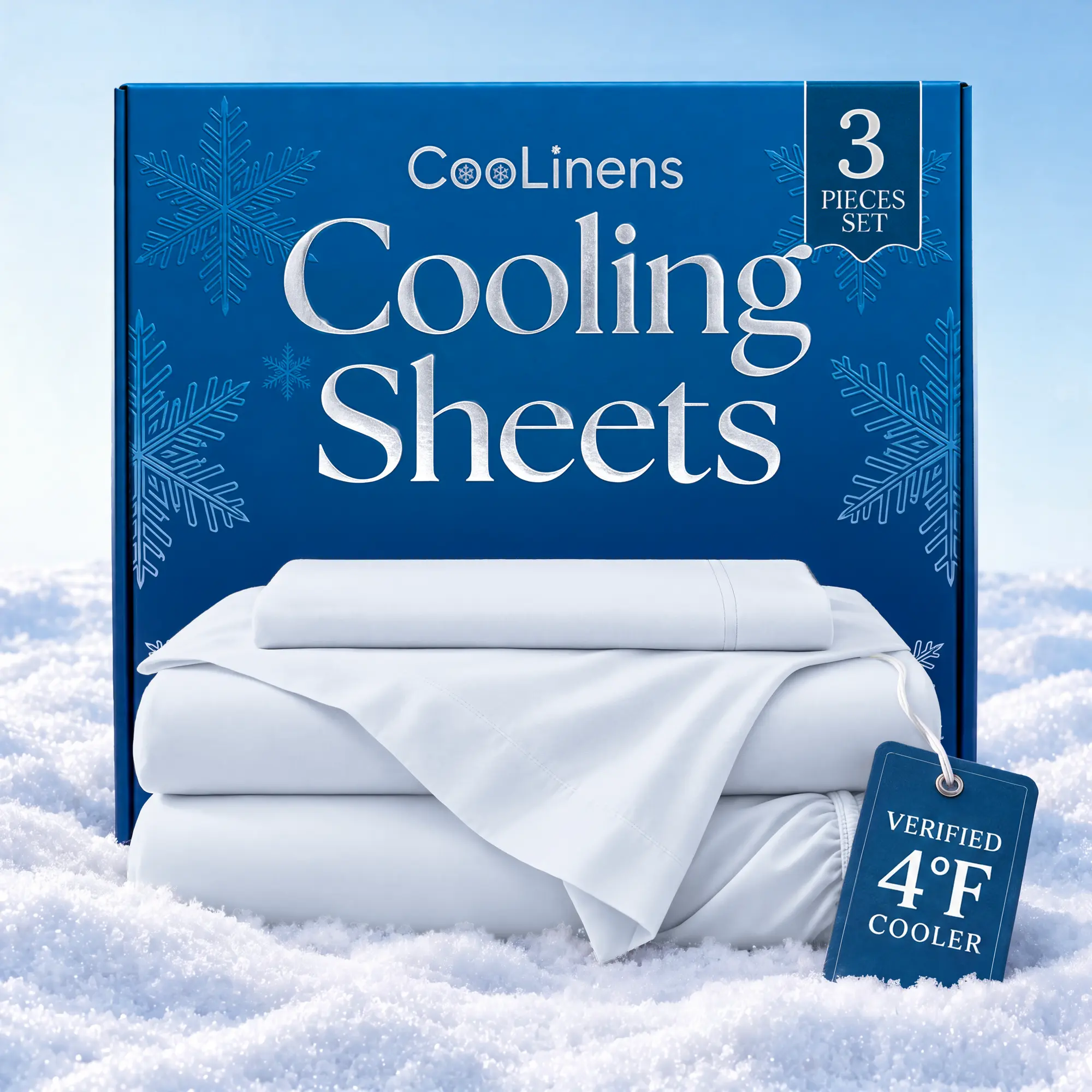 COOLINENS Cooling Sheets - BreezeWeave 3 PC Cooling Bed Sheets for Hot Sleepers & Deep, Cool Rest - Cloud Soft, Silky Smooth, 16 in Deep Pocket, Ultra Durable