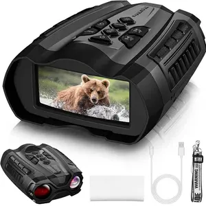 4K 1080P Digital Night Vision Binoculars with 32GB Memory Card, 3W IR Eyepiece, Video Recorder, 10x Optical Zoom, 1, 000ft. Visible Distance, 3" HD LCD Screen - Ideal for Hunting, Fishing, and Wildlife Observation, Hunting Binoculars