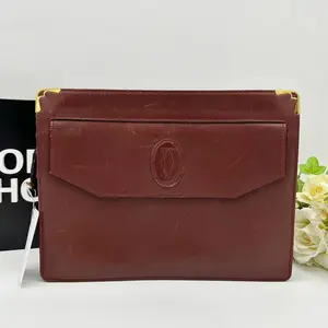 Pre-owned Cartier As Shown Shoulder Bags Must de Clutch Bag Bordeaux Leather ca7805ff