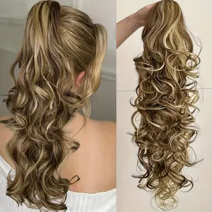 Women's Clip-in Ponytail Wig - Thick Dark Brown/Black Water Ripple Curly Headpiece, Natural Flow, Easy Clip-on Design, Suitable for Parties, Weddings and Daily Use - Soft Simulated Long Hair Lengthening, Wedding Accessory, Elegant Style