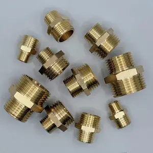 10pcs Brass Double External Thread Adapters - Universal European & American Standard, Durable Metal Connectors for Secure Pipe Connections, Pipe Fitting | Universal Thread Adapters | Durable Metal Adapters, Pipe Fittings