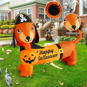 5 FT Halloween Inflatable Dog Outdoor Decorations Blow Up Yard Decorations with Build-in LEDs Blow Up Pumpkin for Halloween Party Indoor Outdoor Yard Garden Lawn Decor
