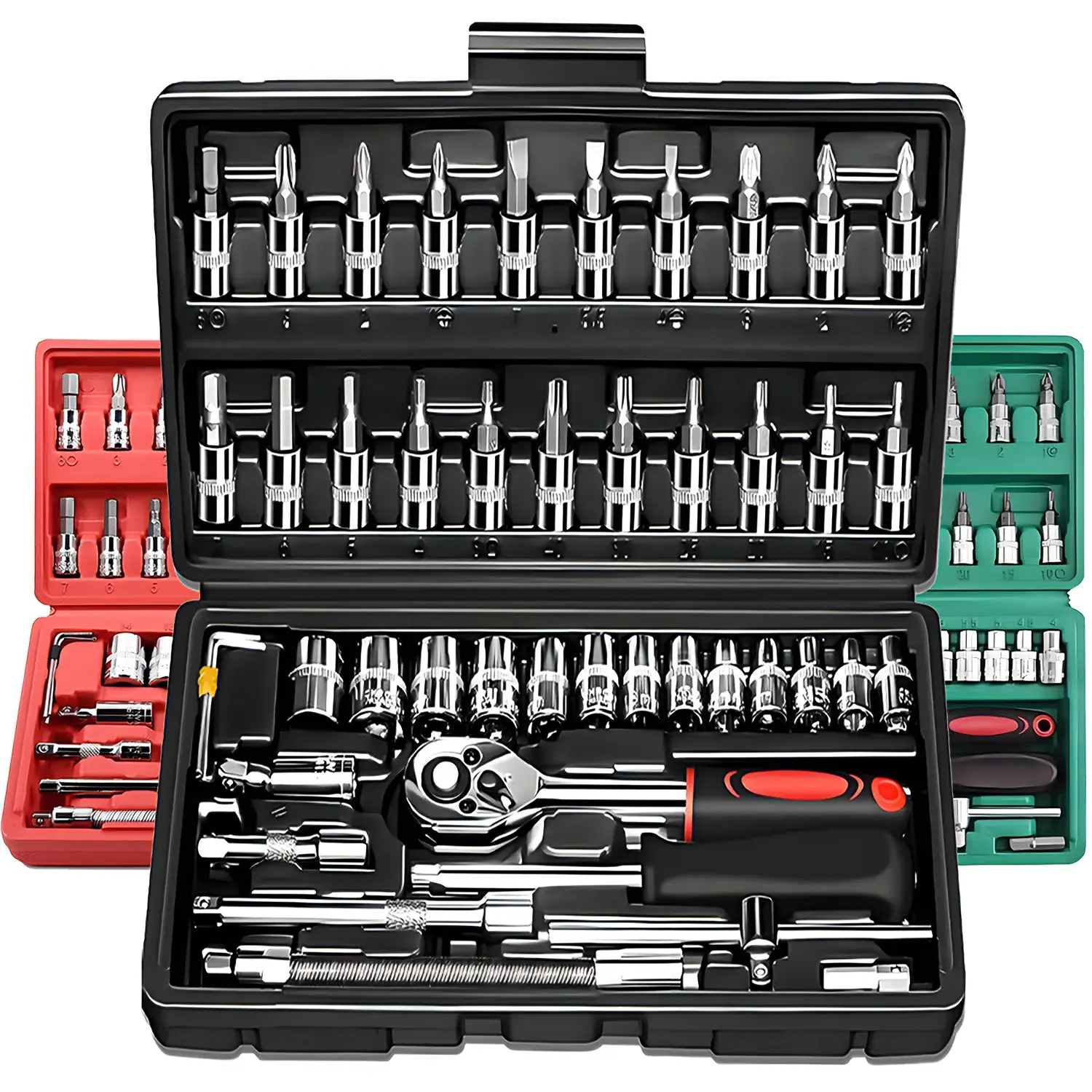 46pcs Car Repair Machinery Tools Set, Household Machinery Tools, Socket Wrench Diy Repair Tool Kit, Ratchet Screwdriver Compatible with Car Repair & Bicycle Repair, Hardware Toolbox Compatible with Auto Repairing, Valentine's Day Gifts for Husband & Men