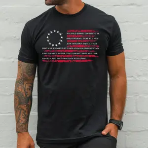 Declaration of Independence American Flag T-Shirt, Patriotic 1776 Freedom Shirt, USA Constitution Quote Tee, 4th of July Shirt, Gift for Men