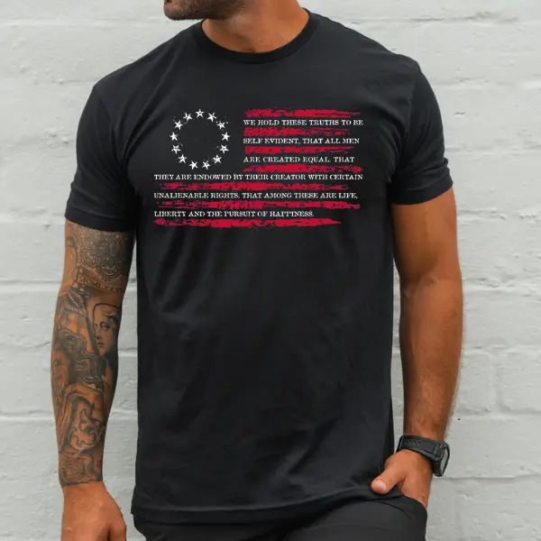 Declaration of Independence American Flag T-Shirt, Patriotic 1776 Freedom Shirt, USA Constitution Quote Tee, 4th of July Shirt, Gift for Men