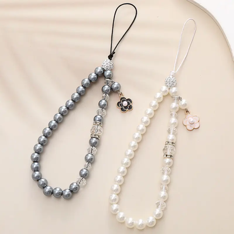Cell Phone Charm, Handmade Wrist Strap Chain Lanyard with Natural Crystal, Beaded Phone Strap Lanyard Set for Women