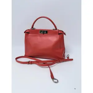 Pre-owned FENDI Leather Crossbody Bags Peekaboo Bag Red Top Handle Crossbody Satchel Shoulder Bag Designer JD023FD