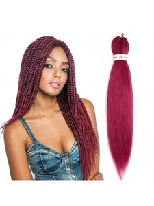 Hook Needle Braided Hair Extensions, Colorful Synthetic Fiber, Synthetic Hairpieces, Long Pre-Stretched Clip-, Easy to Use, Suitable for Women, Dreadlock Extension