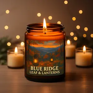 Blue Ridge Leaf & Lanterns - Cedarwood & Pine Scented 8 oz Soy Candle - Hand-Poured in Greenville, SC