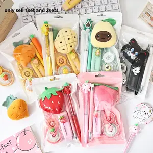 Creative Fruit Theme Stationery Set, 5-Piece Student School Supplies, Includes Pencils, Pens, Erasers, Badges, Ideal for Classroom Rewards