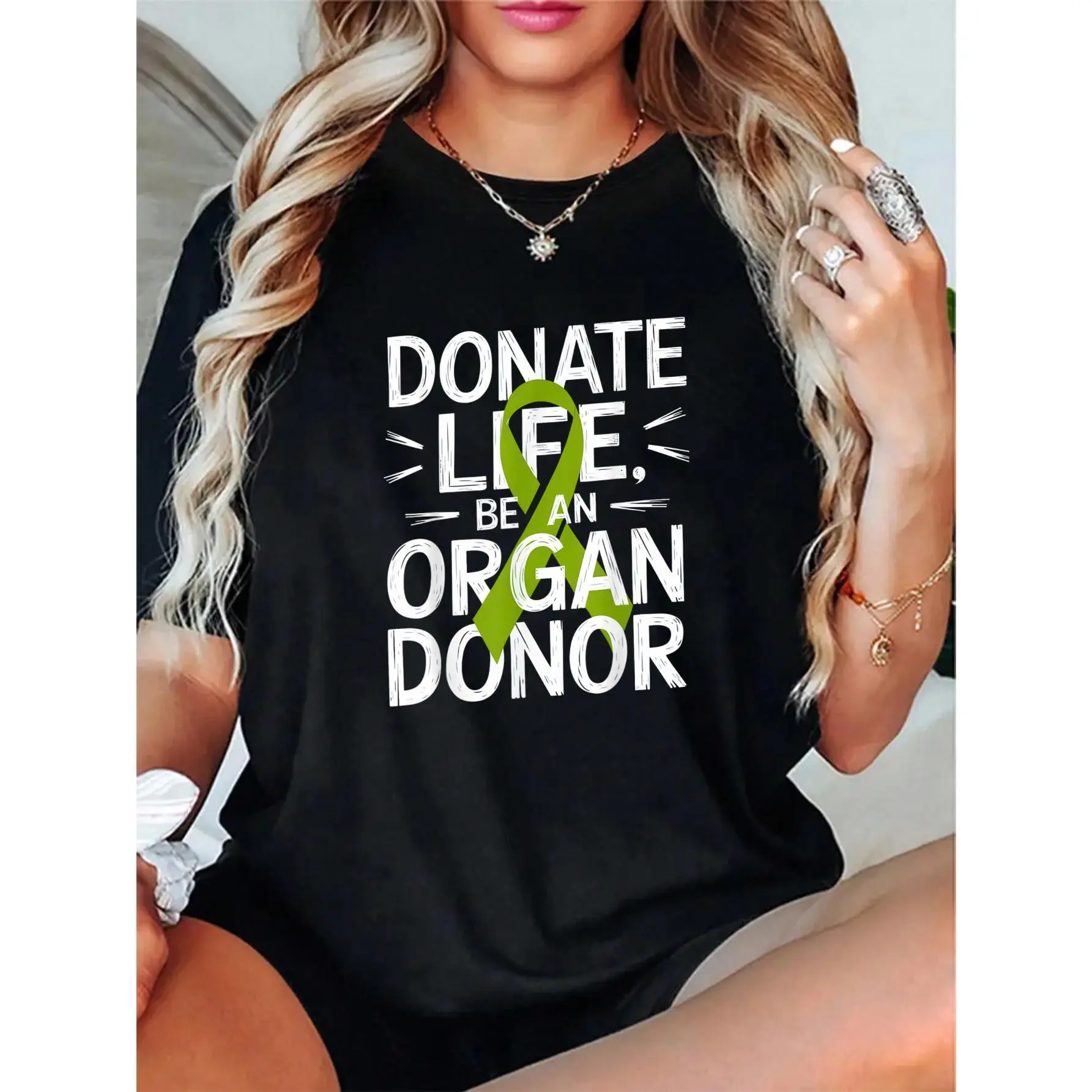 100% Cotton Unisex Donate Life Be An Organ Donor Message Donation Awareness T-Shirt – Cozy & Stylish, Perfect for Working From Home or Weekends