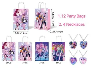 Devil Cartoon Birthday Theme Party Gift Bags, Double-Sided Gift Bags, Birthday Supplies Party Packaging 12-Pack