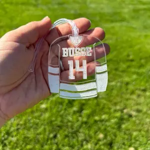 Acrylic Personalized Football and Hockey Keychains & Bag Holders Custom Name and Number Design for Sports Fans