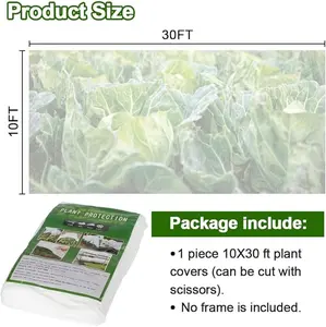 Plant Covers Freeze Protection 10 ft x 30 ft, Garden Frost Blanket Cloth, Breathable Winter Plant Protection Fabric for Outdoor Plants, Sun and Frost Shield for Garden Greenhouse and Balcony