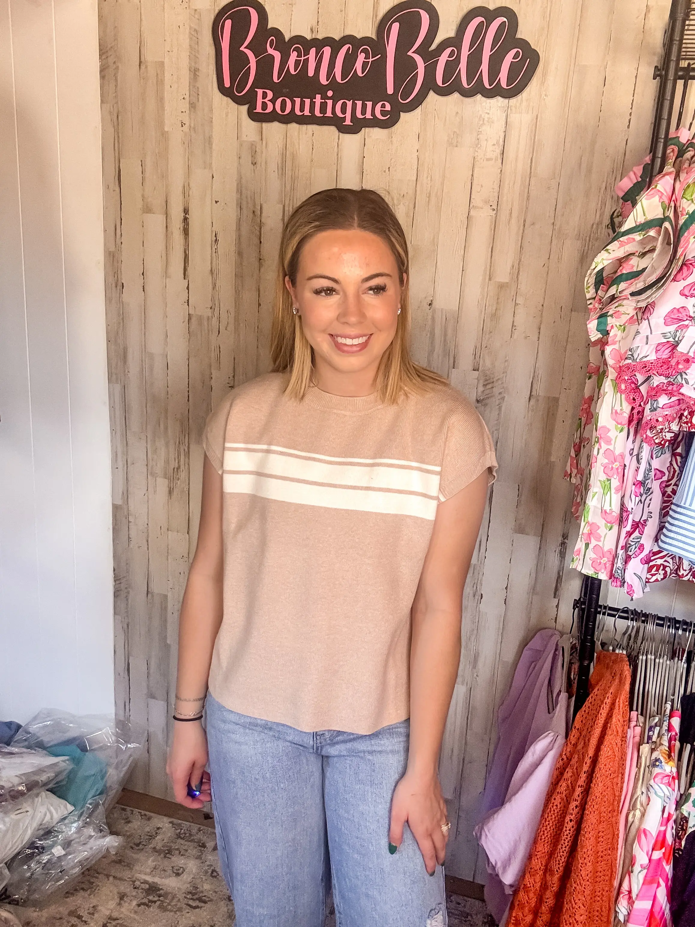 Taupe Cap Sleeve Sweater