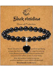 Obsidian Stone Beaded Bracelet, Fashion Jewelry for Party, Daily Clothing Decor, Trendy All-match & Exquisite Jewelry for Birthday Gift