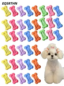 50pcs cute pet exclusive pet hair accessories dog bone hairpin set color bone hairpin multi-color wave hairpin combination blue yellow pink green purple orange full color system to create pet fashion Korean ins style pet dress artifact a plate to get pet