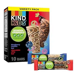 KIND Kids Granola Bars Variety Pack, Gluten Free, Low Sodium, Peanut and Tree Nut Free Snacks, Chocolate Chip, Blueberry Muffin, 5g Protein, 10 Count