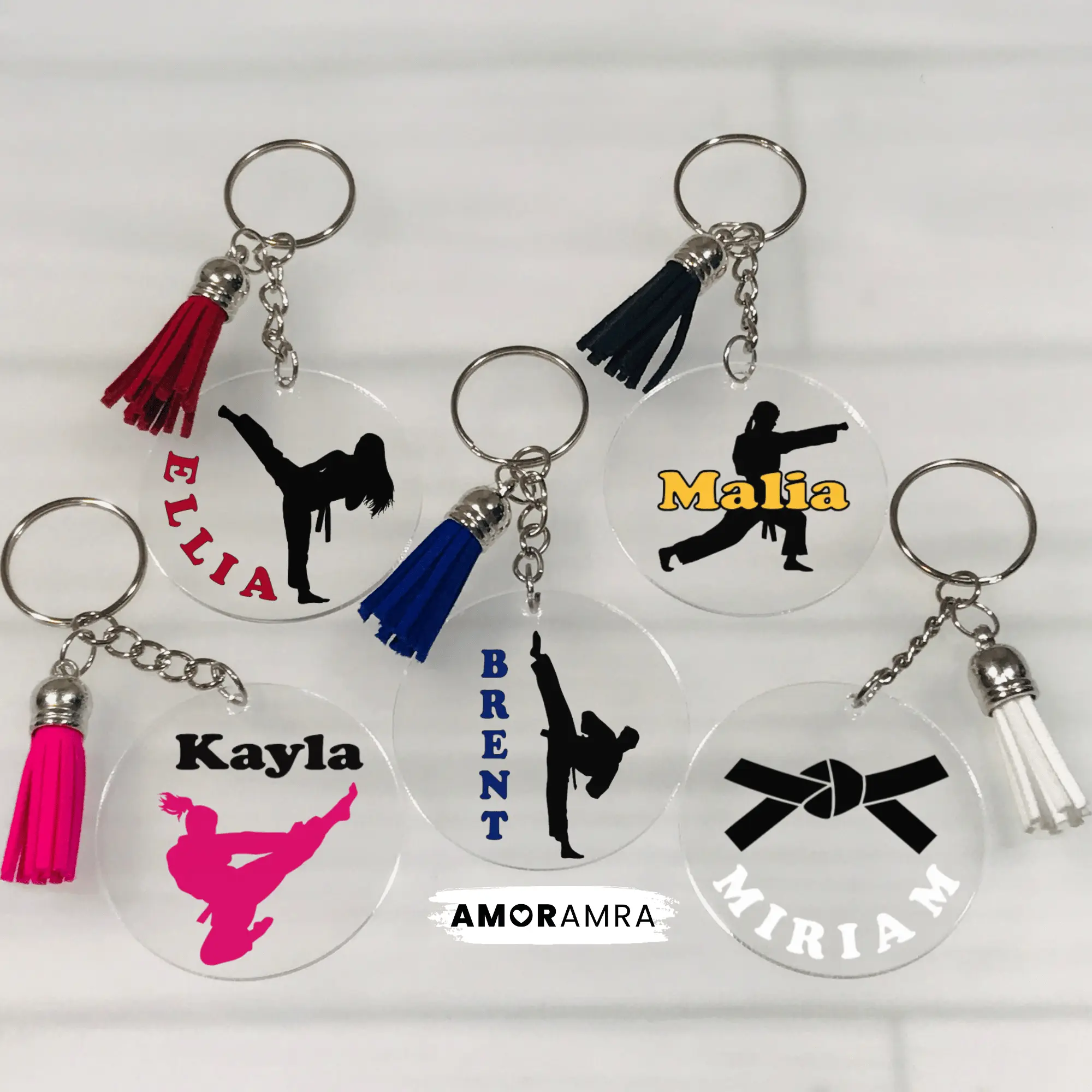 Personalized Martial Arts Keychain, Martial Arts Belt Keychain, Karate Jiu Jitsu Judo Tae Kwon Do Taekwondo Keychain Gift