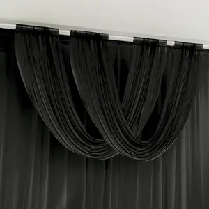 Black Sheer Chiffon Valance Curtain 4ft x 5ft –  Wedding Arch Drape with Rod Pocket, Voile Backdrop Panel