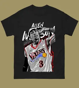 Allen Iverson Graphic Tee, Sixers The Answer Basketball Shirt, Retro Hip Hop Sportswear, Fan Clothing Gift for Basketball Boyfriend