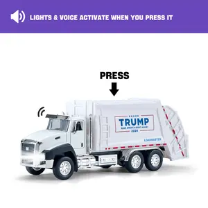 Donald Trump REAL Voice Truck Toys, Trump Garbage Truck Collectibles, 2024 Election Souvenirs, 1:50 Scale Pull Back Metal Model Car Toys Gift for Trump Fans